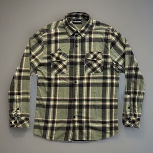 The Hundreds Mens Flannel Shirt Sz L Green Plaid Long Sleeve Button Down Casual